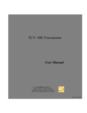 TCV 300 Viscometer User Manual - Spectroscopic