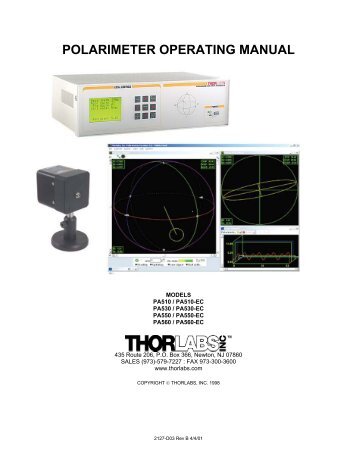 POLARIMETER OPERATING MANUAL - Spectroscopic