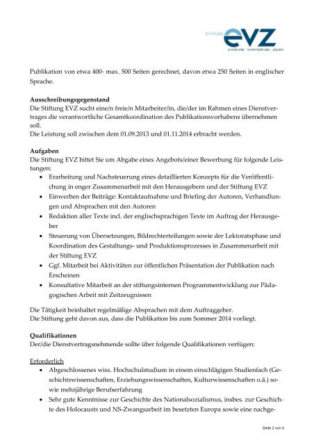 Ausschreibung freie/r Mitarbeiter/-in (pdf) - Stiftung "Erinnerung ...