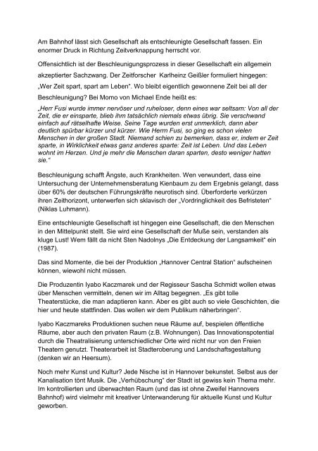 Laudatio zu "Hannover Central Station" - Stiftung Kulturregion ...