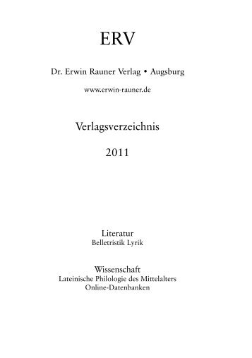 Verlagsprogramm (pdf) - ERV Dr. Erwin Rauner Verlag Augsburg