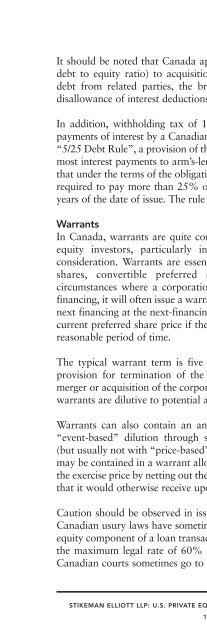 U.S. Private Equity and VC Investments in Canada - Stikeman Elliott