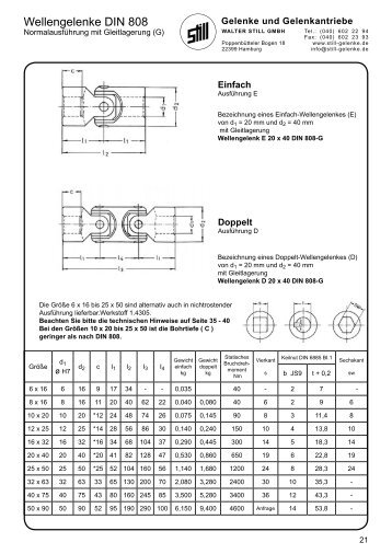 Wellengelenk DIN 808 Ausf. G Wellengelenke ... - Walter Still GmbH