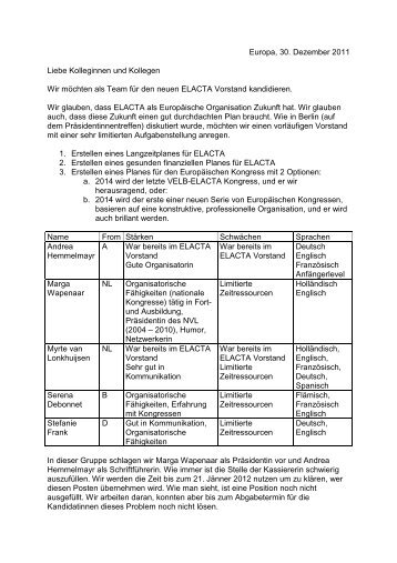 Arbeitsplan des neuen Vorstandsteams - EuropÃ¤isches Institut fÃ¼r ...