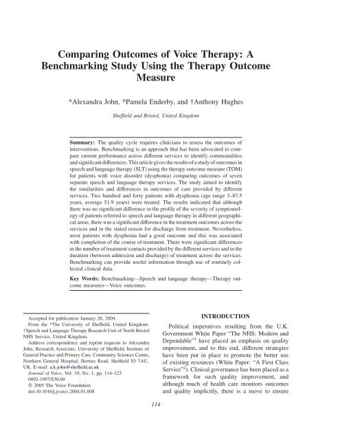 Comparing Outcomes of Voice Therapy - Stimm-und-sprachtherapie ...