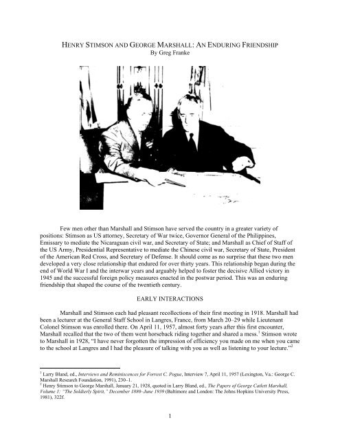 Page 1 1 HENRY STIMSON AND GEORGE MARSHALL: AN ...
