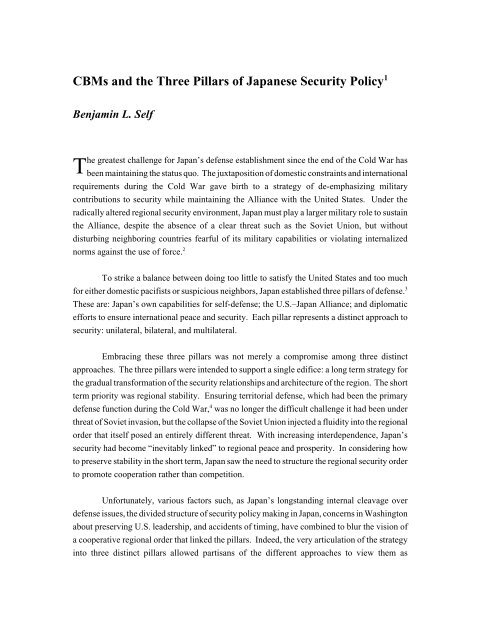 CBMs and the Three Pillars of Japanese Security Policy, by ...