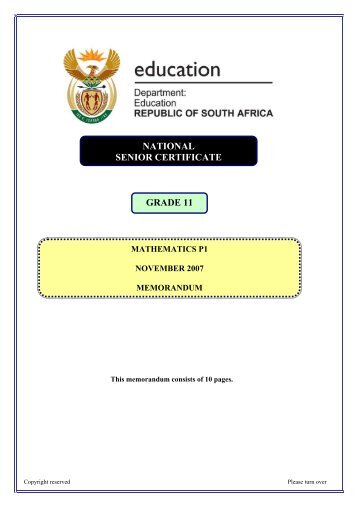 Maths Nov 2007 Memo P1.pdf - Youngeinsteins.co.za