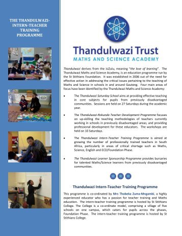 Thandulwazi Intern-Teacher Training Programme - St Stithians ...