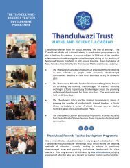 Thandulwazi-Rokunda Teacher Development Programme THE ...