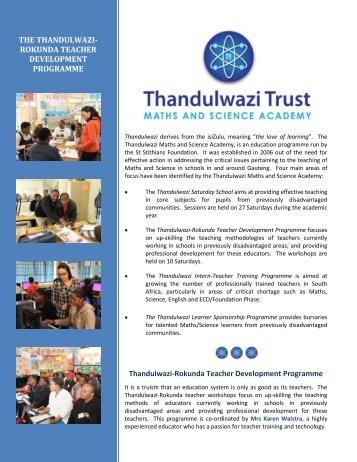 Thandulwazi-Rokunda Teacher Development Programme THE ...