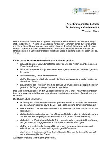 Stellenprofil - Studieninstitut Westfalen Lippe