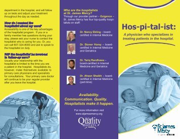 Hopitalist Brochure - St James Mercy Hospital