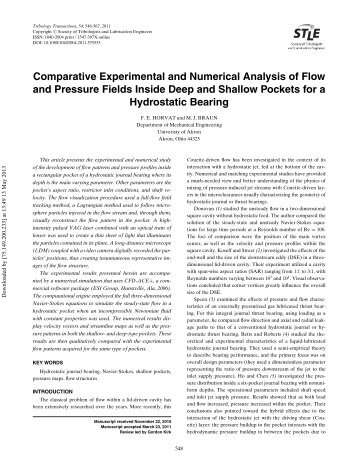 Comparative Experimental and Numerical Analysis of Flow and ...