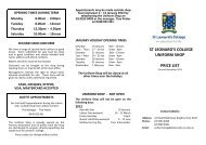 ST LEONARD'S COLLEGE UNIFORM SHOP PRICE LIST