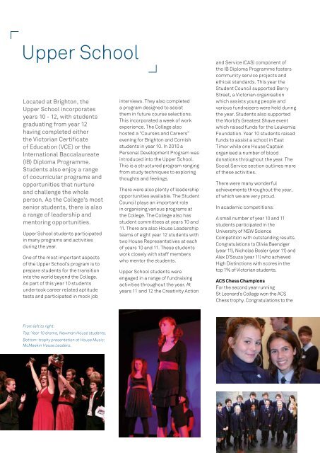 2010 ANNUAL REPORT - St Leonard's College