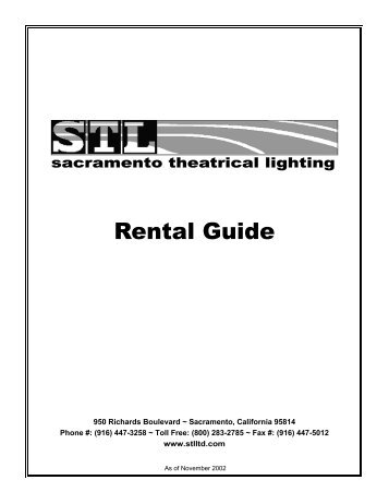 STL Rental Guide - November 2002 - Sacramento Theatrical Lighting