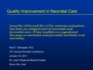 Quality Improvement in Neonatal Care - St. Luke's Health System