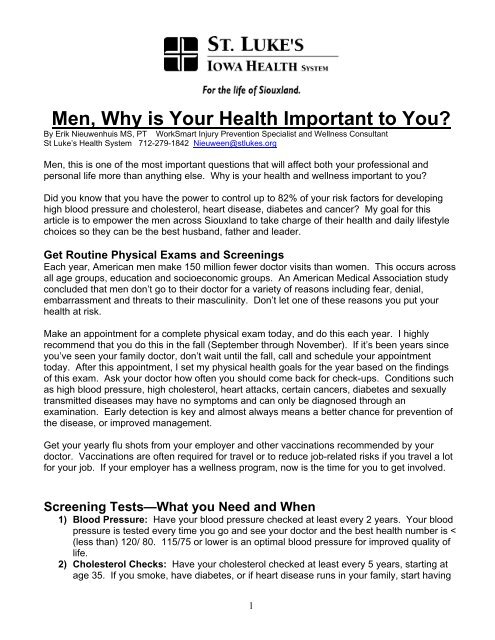 Men, Why is Your Health Important to You? - St. Luke's Health System