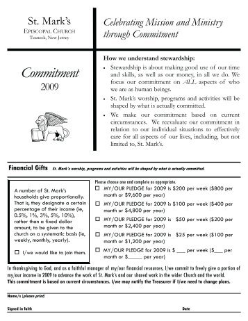 Commitment Form 2009 - St. Mark's Episcopal Church