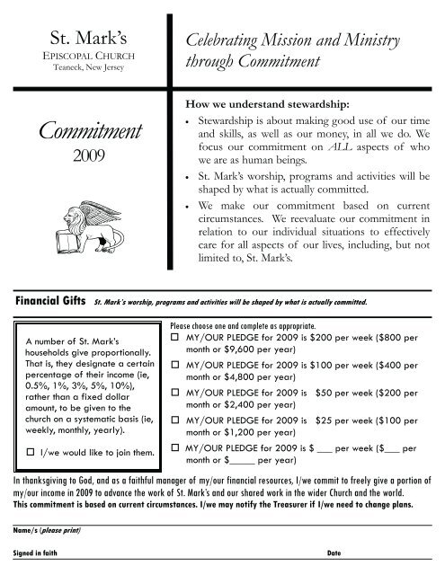 Minister Commitment Form.pdf Commitment Form 2009 - St. Mark's Episcopal Church