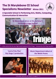 The St Marylebone CE School Specialisms Newsletter A Specialist ...