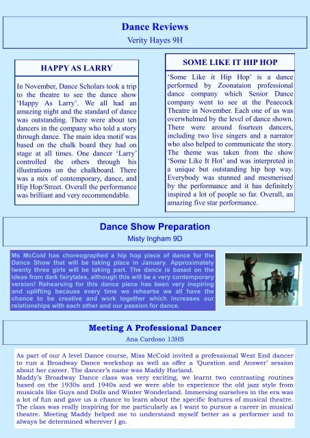 The St Marylebone CE School Specialisms Newsletter A Specialist ...