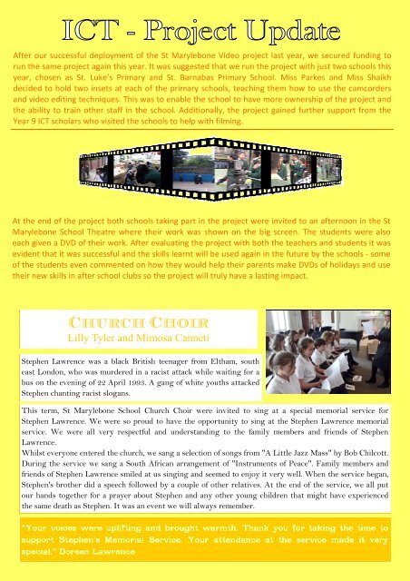 Summer 2012 Newsletter - St. Marylebone CE School