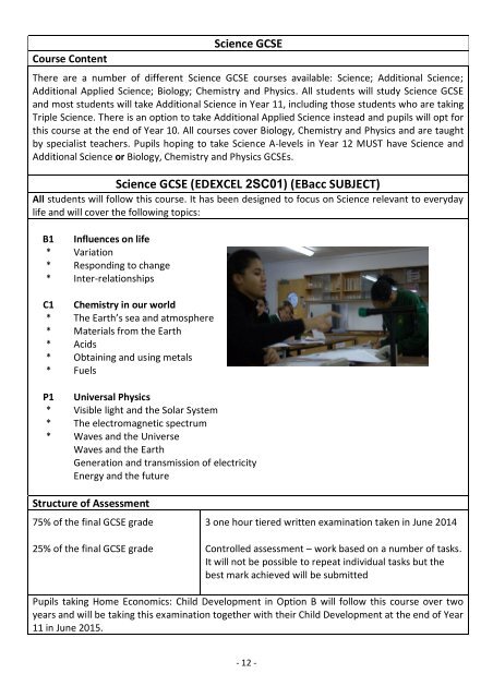 Year 9 Options Booklet 2013 - St Marylebone School