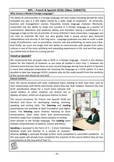 Year 9 Options Booklet 2013 - St Marylebone School