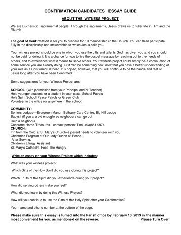 Confirmation essay why i want to be confirmed