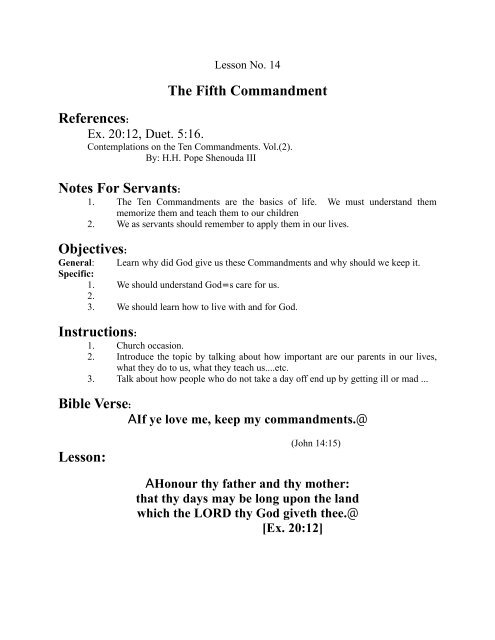 The Fifth Commandment - St. Marys Coptic Orthodox Church