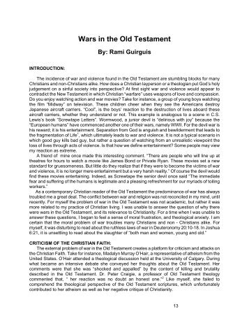 Wars in the Old Testament - St. Marys Coptic Orthodox Church