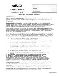 Conditions of Admission Agreement - St. Mary's Hospital