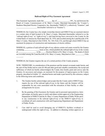 Railroad Right-of-Way Easement Agreement ... - St. Mary's County
