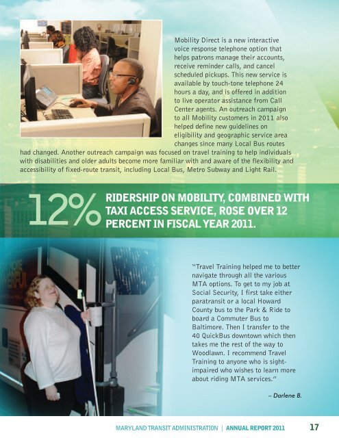 MTA Annual Report - 2011 - Maryland Transit Administration ...