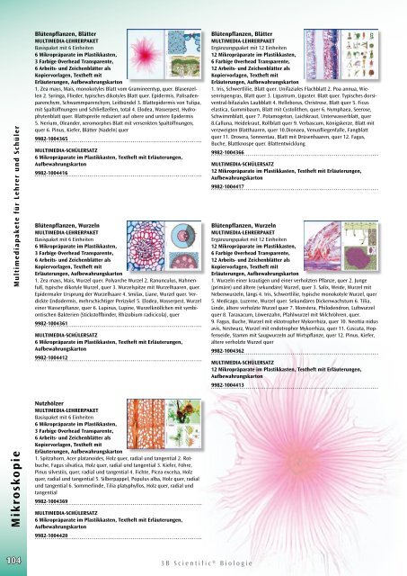 3B Scientific - Biologie Katalog