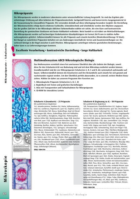 3B Scientific - Biologie Katalog