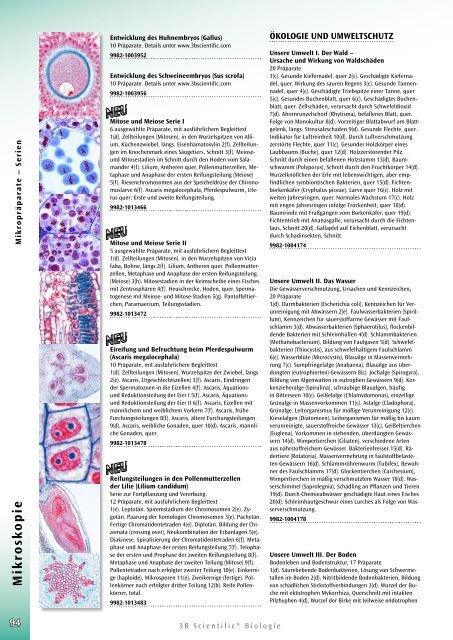 3B Scientific - Biologie Katalog