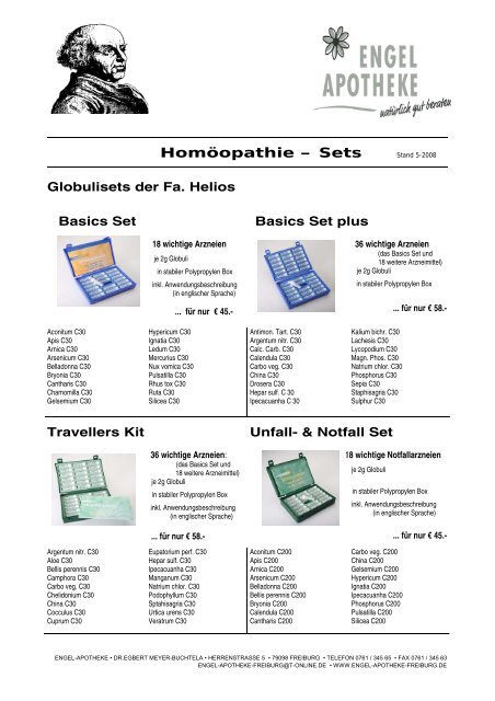 Homöopathie – Sets Stand 5-2008 - Engel Apotheke Freiburg