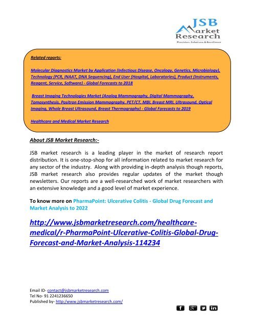 JSB Market Research: PharmaPoint: Ulcerative Colitis - Global Drug Forecast and Market Analysis to 2022