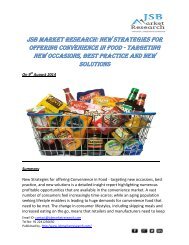 JSB Market Research: New Strategies for offering Convenience in Food - targeting new occasions, best practice and new solutions