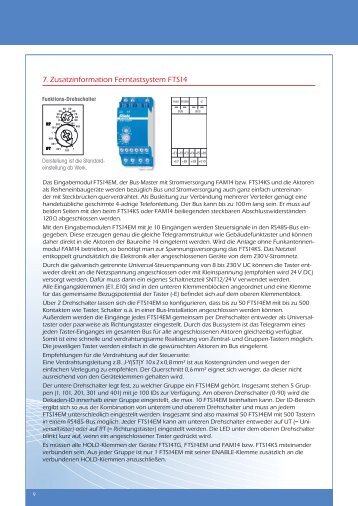 7. Zusatzinformation Ferntastsystem FTS14