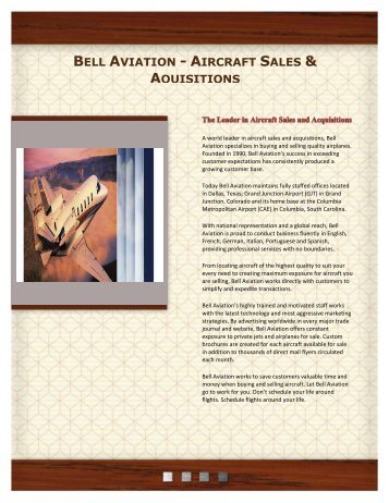 BELL AVIATION - AIRCRAFT SALES & AQUISITIONS