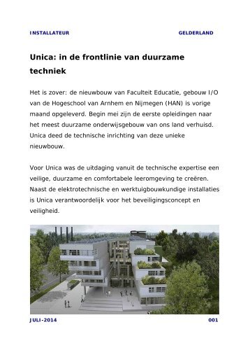 Unica: in de frontlinie van duurzame techniek