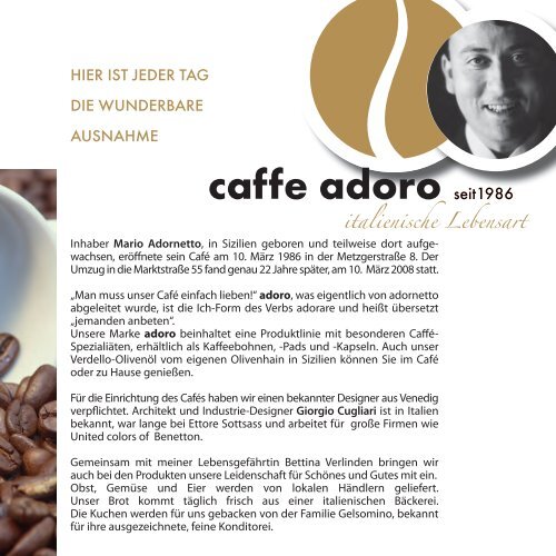 Getränkekarte caffe adoro Kirchheim/Teck