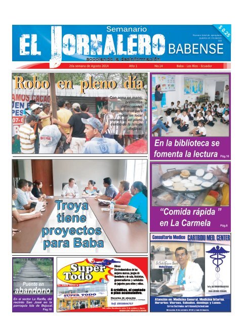 Edición 14 del Semanario EL JORNALERO BABENSE.