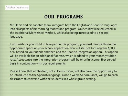 Spanish Integration Program