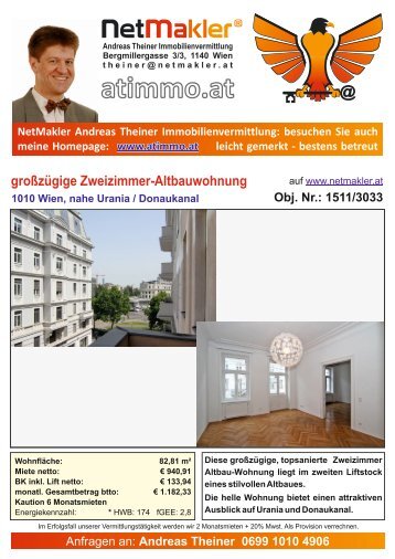 großzügige Zweizimmer-Altbau-Mietwohnung Wien 1, nahe Urania