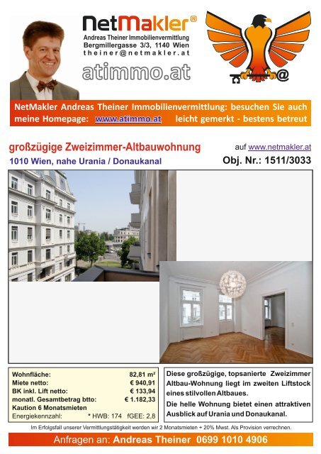 großzügige Zweizimmer-Altbau-Mietwohnung Wien 1, nahe Urania